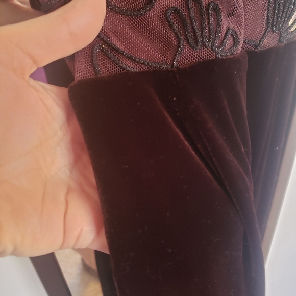 Chocolate Brown Velvet Maxi Halter Formal - Picture 3 of 9